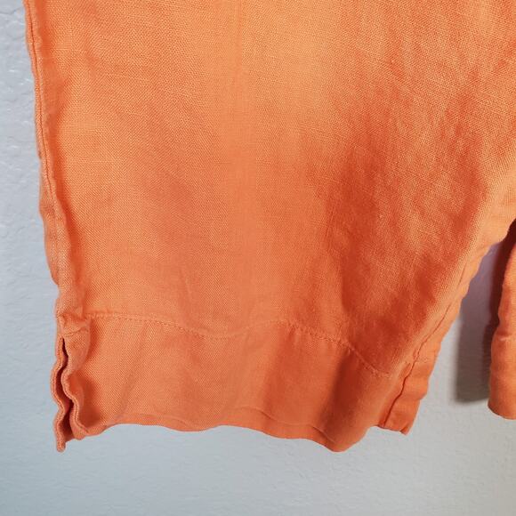 J. Jill Womens Pants Size Medium Petite Linen Wide Leg Ankle Cropped Orange - Picture 3 of 11